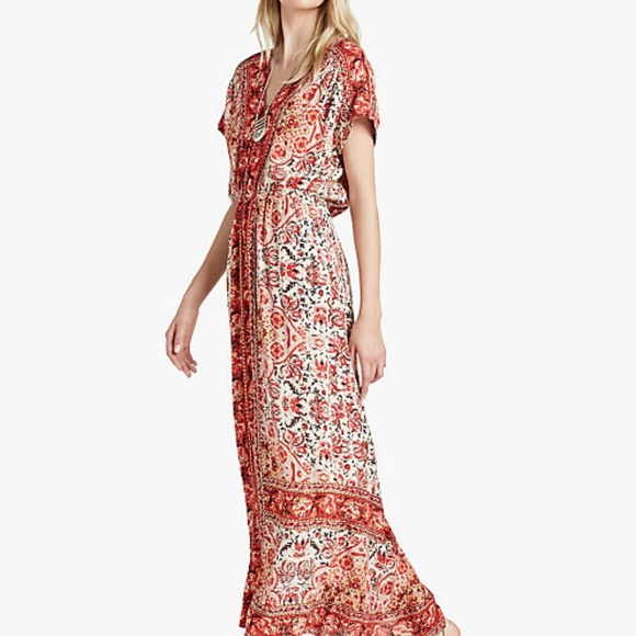 lucky brand border print maxi dress